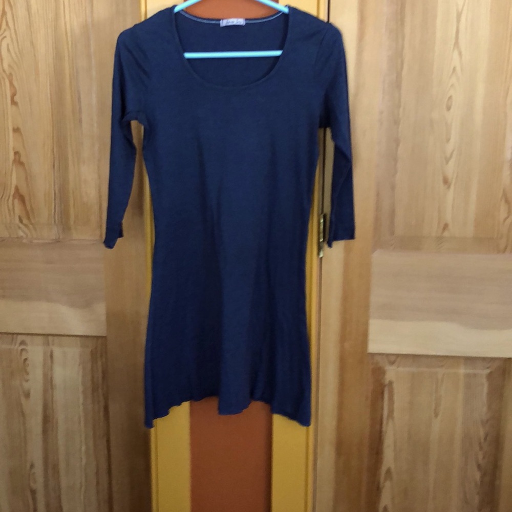 Blue striped 3/4 sleeve dress